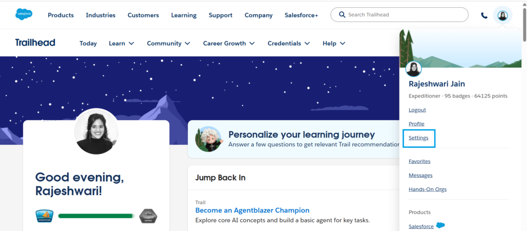 How to update Email in Trailhead